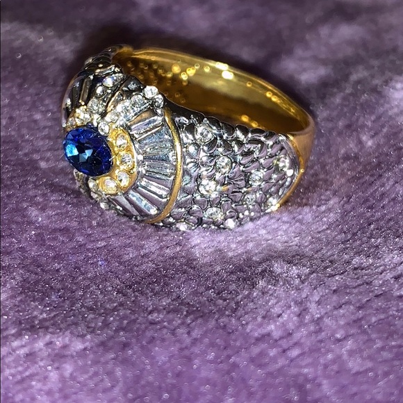 🧿SOLD!!!🧿 NWT Mens Two-Tone Sapphire Ring 10 - Picture 6 of 8
